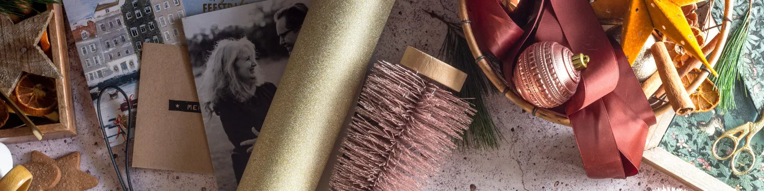 gifty wrapping materials on a table