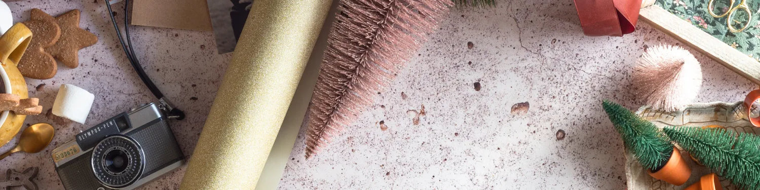 gift wrapping material on a table