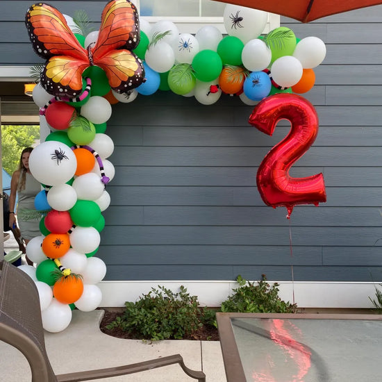 colorful balloons with butterfly balloon and a number 2 balloon